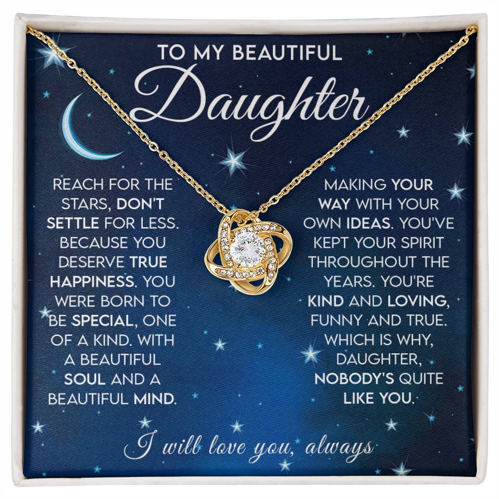 To My Beautiful Daughter - Reach For The Stars Love Knot Necklace