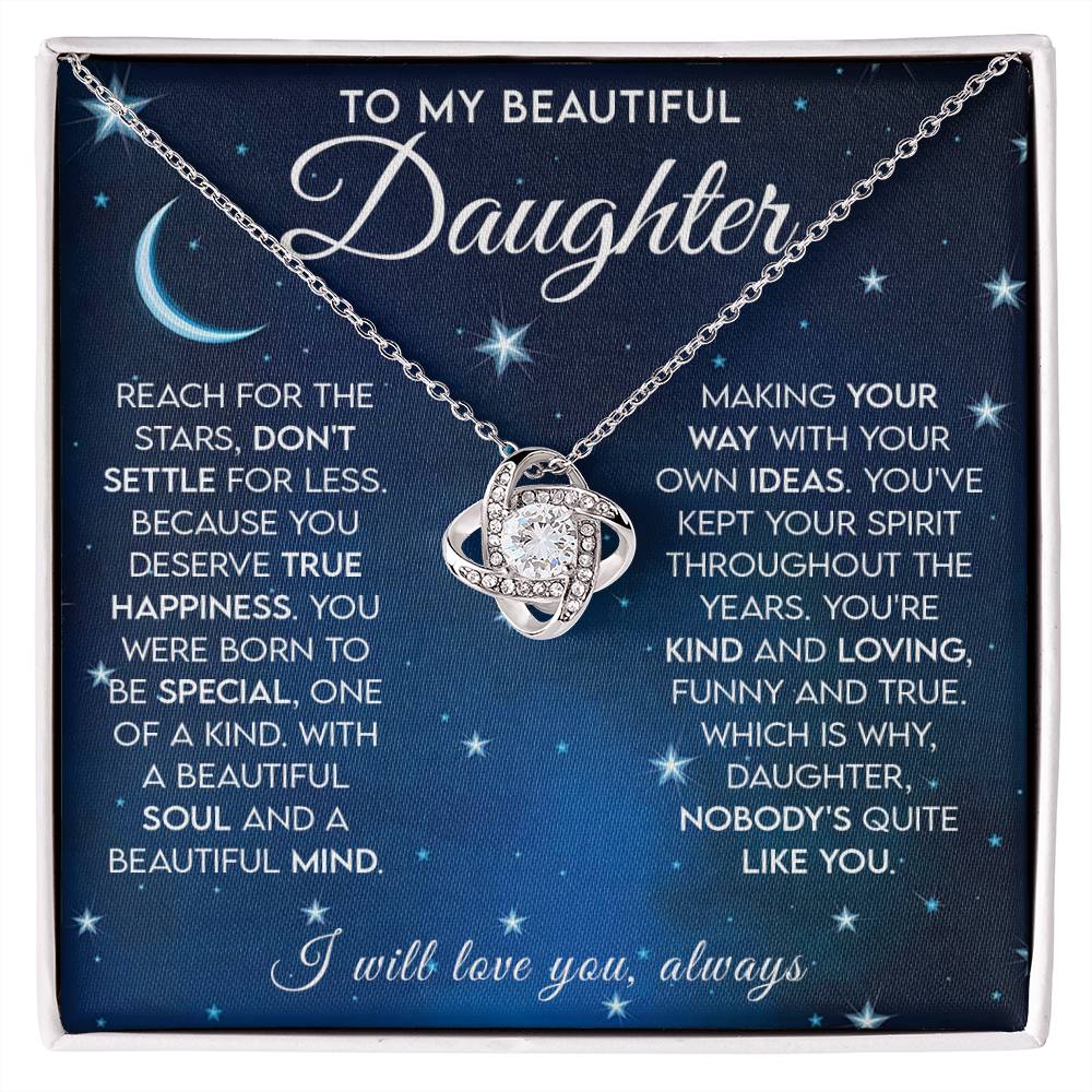 To My Beautiful Daughter - Reach For The Stars Love Knot Necklace