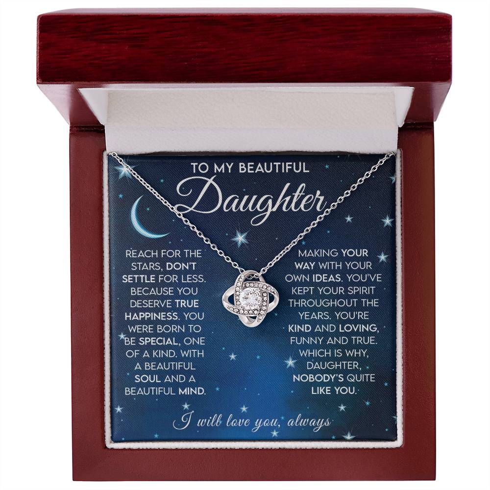 To My Beautiful Daughter - Reach For The Stars Love Knot Necklace