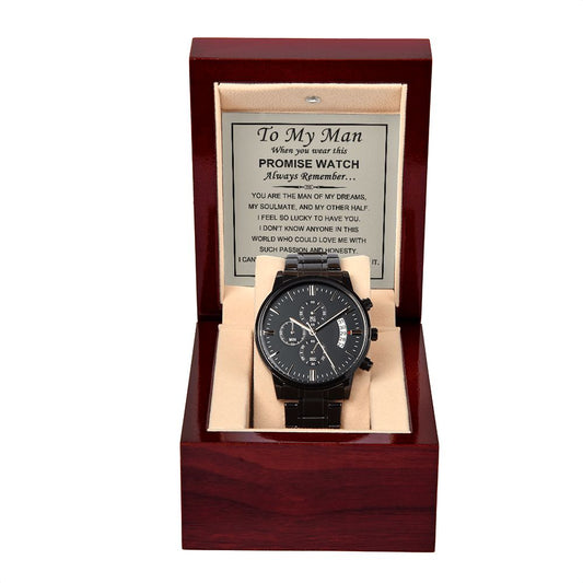 To My Man - Promise Watch - Black Chronograph Watch