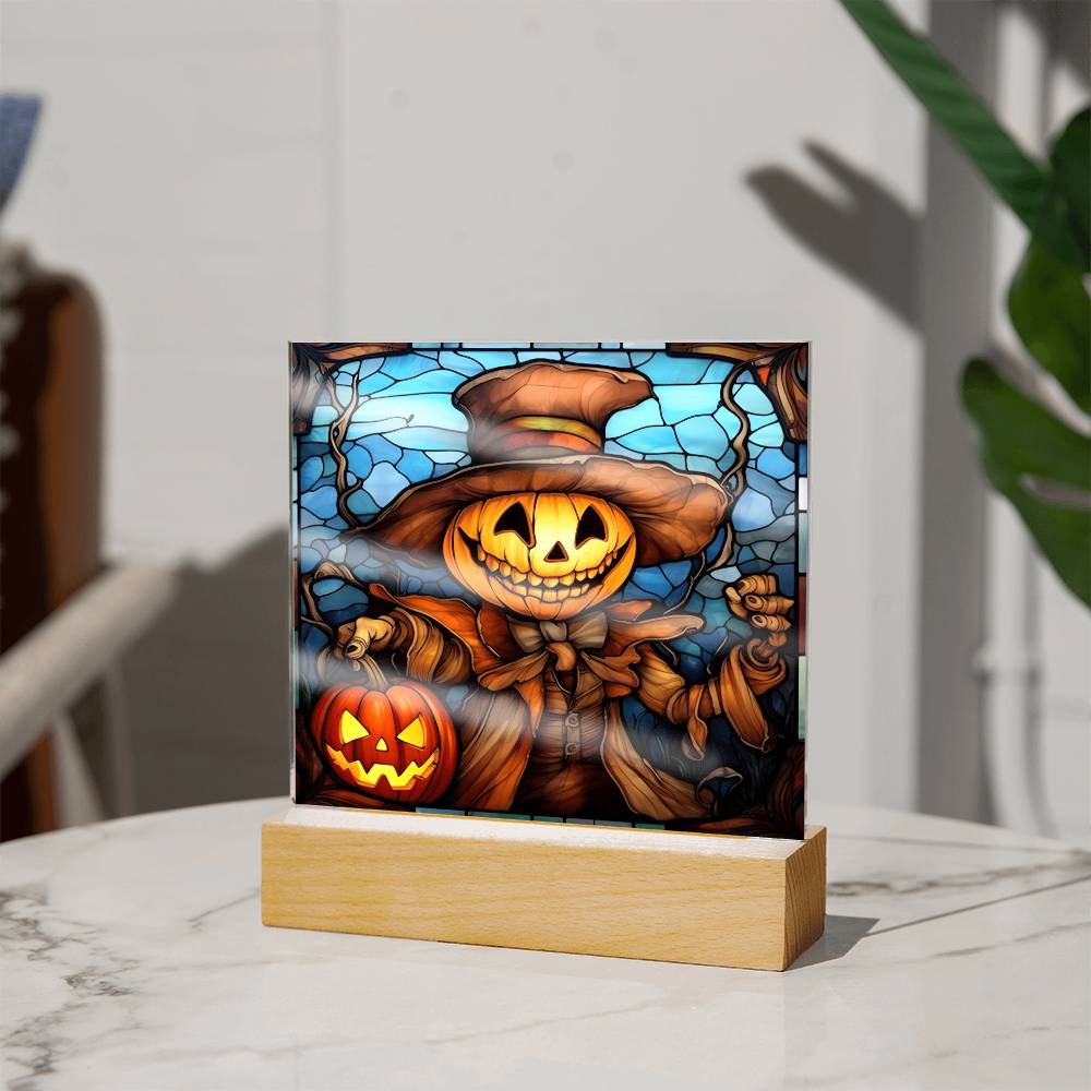 Halloween - Pumpkin Ghost Stained Glass - Acrylic