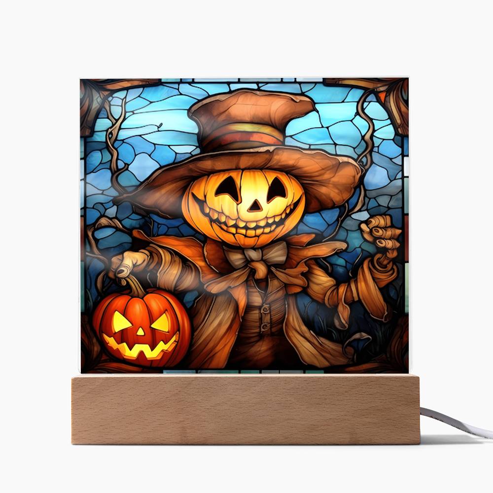 Halloween - Pumpkin Ghost Stained Glass - Acrylic