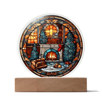 Christmas Fireplace - Acrylic Circle