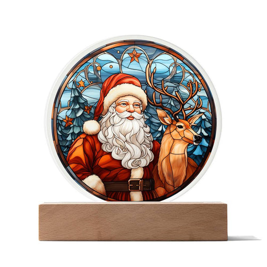 Santa & Reindeer - Acrylic Circle