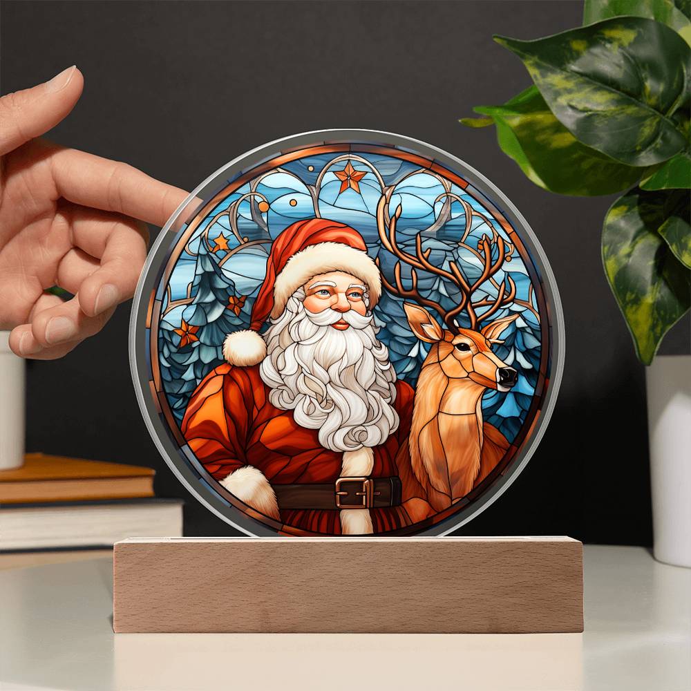 Santa & Reindeer - Acrylic Circle