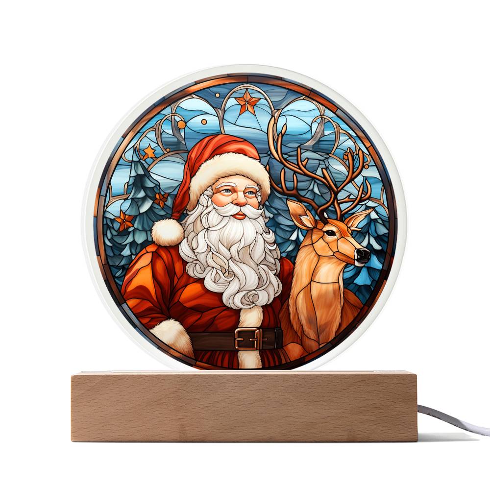 Santa & Reindeer - Acrylic Circle