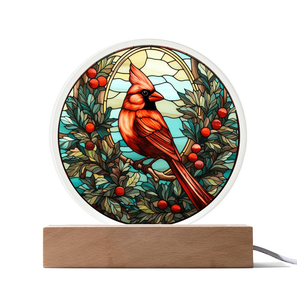 Christmas Cardinal - Acrylic Circle