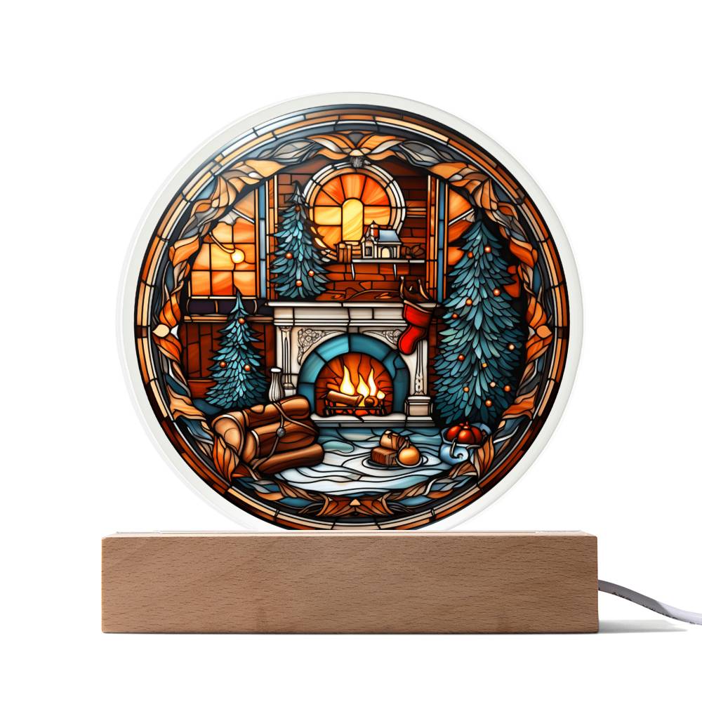 Christmas Fireplace - Acrylic Circle