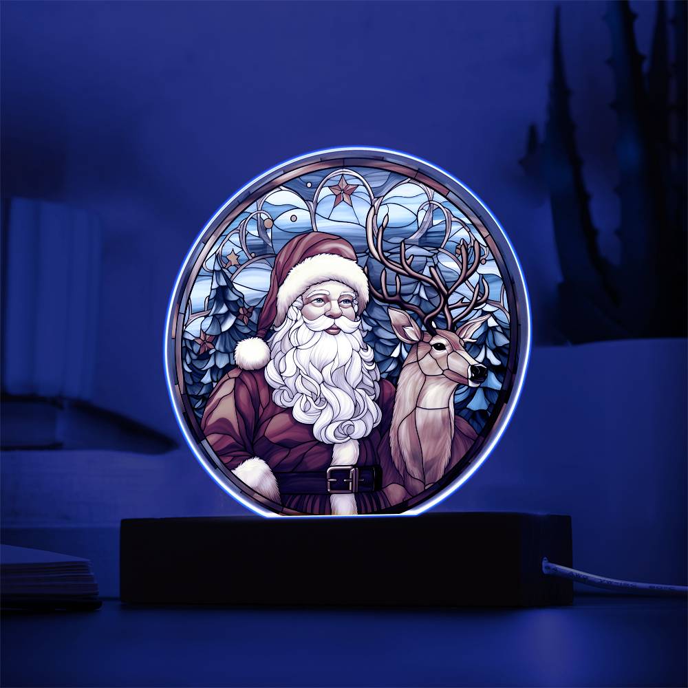 Santa & Reindeer - Acrylic Circle