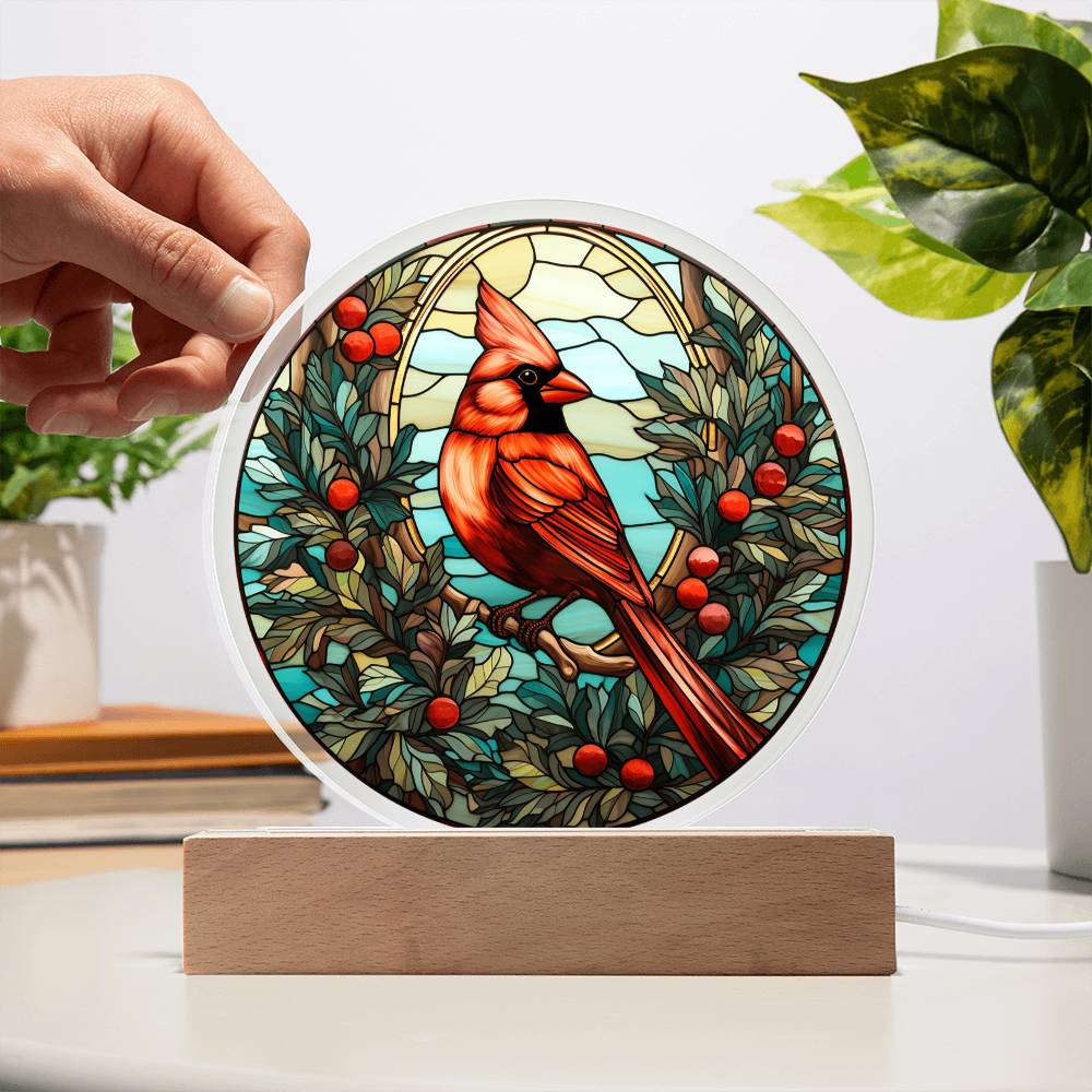 Christmas Cardinal - Acrylic Circle