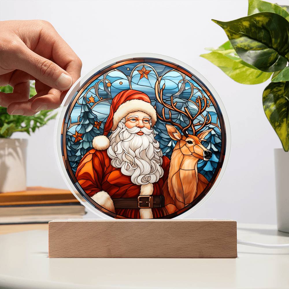 Santa & Reindeer - Acrylic Circle