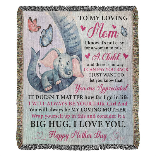 To My Mom - Big Hug, I Love You - Heirloom Woven Blanket