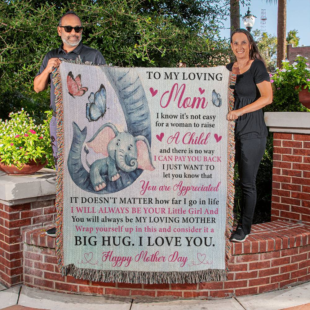 To My Mom - Big Hug, I Love You - Heirloom Woven Blanket